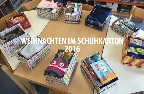 Weihnachtsgeschenke im Schuhkarton verpacken - Zahnzentrum Mitte 2016